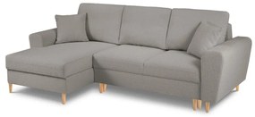 Svetlosivá rozkladacia/s úložným priestorom rohová pohovka z textílie buklé (ľavý roh/s leňoškou) Kyoto – Cosmopolitan Design