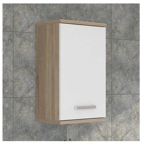 Nástenná kúpeľňová skrinka VENOM biela/dub sonoma