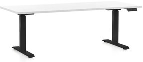 Výškovo nastaviteľný stôl OfficeTech D, 180 x 80 cm, čierna podnož, biela