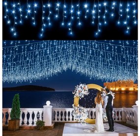 Vianočné svetielka LED záclona FLASH modrá 300 LED