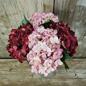 UMELÝ KVET HYDRANGEA MIX 3FARBY 55CM CENA ZA 1KS