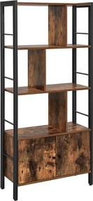 Knižnica VASAGLE priemyselná hnedá/čierna