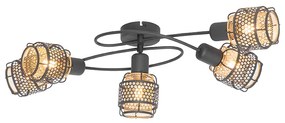 Dizajnové stropné svietidlo čierne so zlatým 5-svetlom - Noud