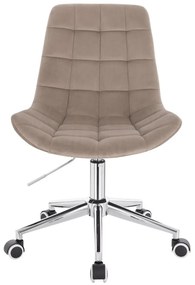 LuxuryForm DESIGN Stolička PARIS VELUR na striebornej podstave s kolieskami - latte