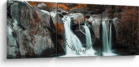 Obraz - Vodopády (s hodinami) (90x30 cm)