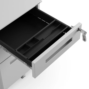 Kovový kontajner pod stôl KATE 390 x 600 x 500 mm, sivý