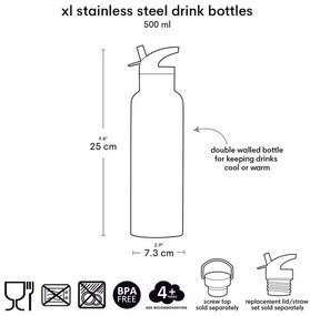 A Little Lovely Company - antikorová fľaša na pitie, 500 ml - jednorožce a dúha