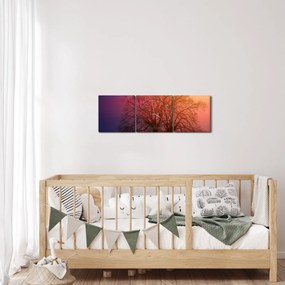 Obraz stromov v hmle (s hodinami) (90x30 cm)