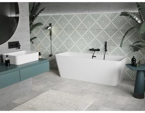 Mexen Volta, voľne stojaca vaňa ku stene 170 x 75 cm, biela, čierny matný prepad, 51131707500-70