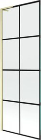 Mexen Next L, 1-krídlová vaňová zástena 70 x 150 cm, 6mm číre sklo-čierny vzor, zlatý matný profil, 895-070-000-03-77-55