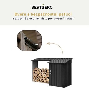 Záhradný drevník BestBerg DD-3A / 2,8 m² / 270 x 105 x 158 cm / šedá