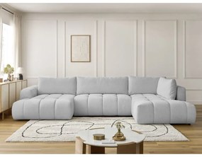 Svetlosivá rozkladacia/s úložným priestorom rohová pohovka (pravý roh/do tvaru "U") Fuji – Bobochic Paris
