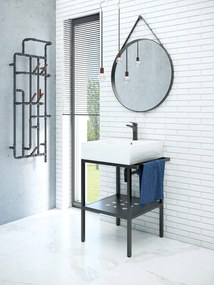 Deante Temisto, stojaca kúpeľňová konzola s umývadlom 565x500x700 mm, čierna, biela, CDTS6U5S