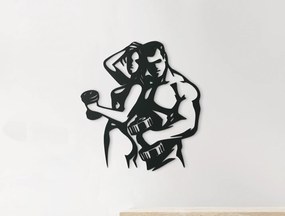 drevko Drevená nálepka Fitnes pár Rozmer obrazu: 44,5 x 41 cm, Farba dekorácie: Čierna