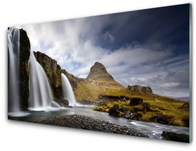 Skleneny obraz Vodopád hory príroda 125x50 cm