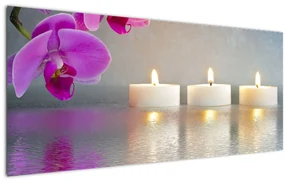 Obraz sviečok na vode (120x50 cm)