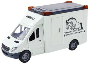 LEAN TOYS Prepravné auto na kone, svetlá, zvuk - biela