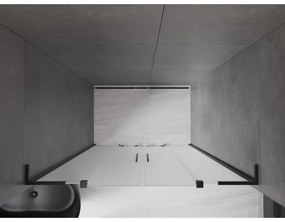 Mexen Velar L Duo, posuvné sprchové dvere do otvoru 160 cm, 8mm sklo námraza, čierna matná, 871-160-003-32-70