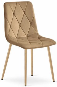 Set troch jedálenských stoličiek LIBRA zamatové hnedé / drevené nohy (3 ks)