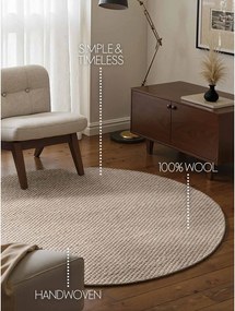 Béžový ručne tkaný vlnený okrúhly koberec ø 160 cm Lyon Beans – Elle Decoration