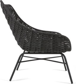Čierne ručne pletené vonkajšie kreslo Kave Home Abeli