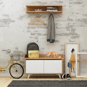 Nástenný vešiak s botníkom Arasso Oak and White