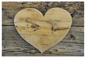 Rohožka srdce na drevenom podklade - 75 * 50 * 1cm