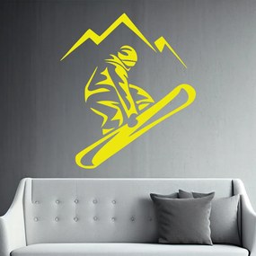 Veselá Stena Samolepka Snowboardista Farba: žlutá, Veľkosť: 80 x 92 cm