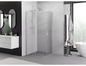 Mexen Exo, štvorcový sprchovací kút s posuvnými dverami 90x90 cm, 6mm číre sklo, chrómový profil, 8111-090-090-01-00