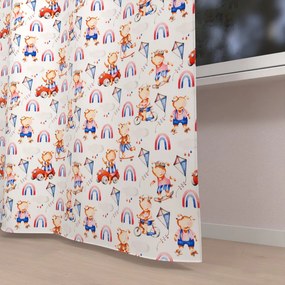 Biante Detský bavlnený záves Sandra SA-521 Modro-červení psíkovia s autami na bielom 150x180 cm