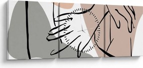 Obraz - Woman body line art N⁰2 (s hodinami) (90x30 cm)