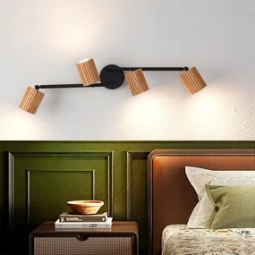 Brilagi - Bodové svietidlo MODERN WOOD 4xGU10/8W/230V kaučukovník/čierna