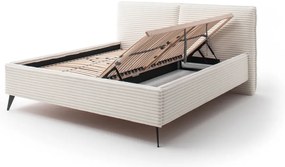 Béžová čalúnená dvojlôžková posteľ s úložným priestorom s roštom 160x200 cm Matera – Meise Möbel