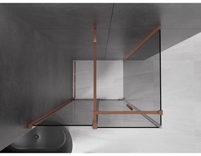 Mexen Velar, sprchový kút s posuvnými dverami 130 x 85 cm, 8mm šedé sklo, ružové zlato, 871-130-085-41-60