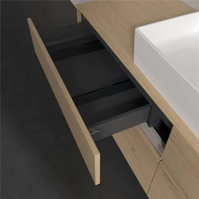 VILLEROY &amp; BOCH Collaro závesná skrinka pod umývadlo na dosku (umývadlo v strede), 4 zásuvky, s LED osvetlením, 1600 x 500 x 548 mm, Nordic Oak, C134B0VJ