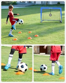 Sada 2 futbalových bránok, prenosné futbalové siete s terčmi, modrá farba
