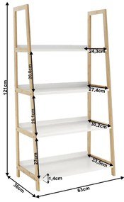 Tempo Kondela 4-policový regál, biela/prírodná, KOEN TYP 2