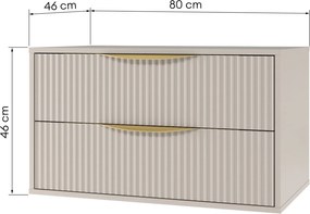 Závěsná skříňka pod umyvadlo Avila s deskou 80 cm kašmír/zlatá