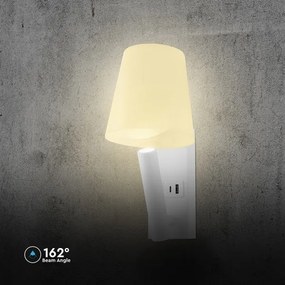 LED nástenné svietidlo s USB portom LED/2W/230V 3000K biela