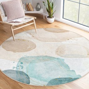 Modro-béžový prateľný okrúhly koberec ø 150 cm Puddle – Mila Home