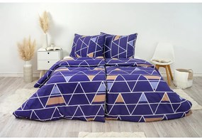 Posteľné obliečky bavlnené Pyramídy fialové 140x200/70x90 cm