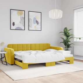 Denná posteľ s rozkladacou posteľou žltá 80x200 cm zamat 3196927