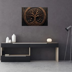 Sklenený obraz – Drevený strom života (70x50 cm)