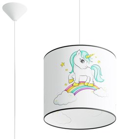 Detské závesné svietidlo Unicorn, 1x plastové tienidlo so vzorom, (fi 30cm)