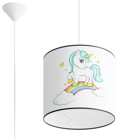 Detské závesné svietidlo Unicorn, 1x plastové tienidlo so vzorom, (fi 30cm)