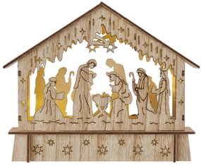 Vianočné dekorácie LED betlehem, drevený