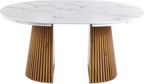 Vintino Jedálenský stôl NEVIO 120–160–200 × 120 cm – biely mramor / dub