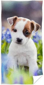 Bavlnená plážová osuška so šteniatkom - Jack Russell - 100% bavlna, froté s gramážou 300 gr./m² - 70 x 140 cm