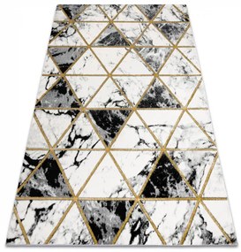 Koberec EMERALD exkluzívny 1020 glamour, mramor, trojuholníky čierno/ zlatý
