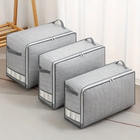 eCarla Textilný box na uskladnenie posteľnej bielizne a oblečenia, sivý COCK 52 x 44 x 30 cm